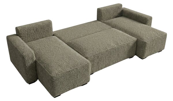 Rozkładana sofa narożna w kształcie U SMART BOUCLE 303x143 cm, szarobrązowa