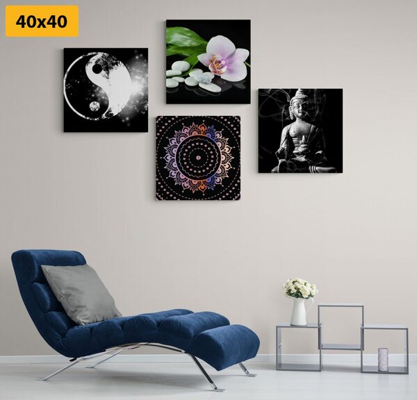 Zestaw obrazów Feng Shui na czarnym tle