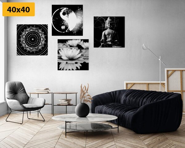 Zestaw obrazów Feng Shui w wersji czarno-białej