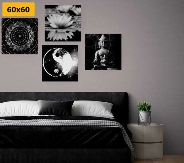 Zestaw obrazów Feng Shui w wersji czarno-białej