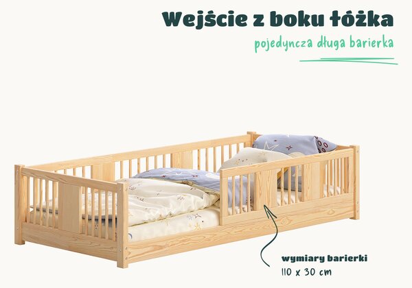 Łóżko dziecięce LENA – podłogowe łóżko z wysoką barierką