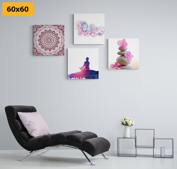Zestaw obrazów Feng Shui w różu