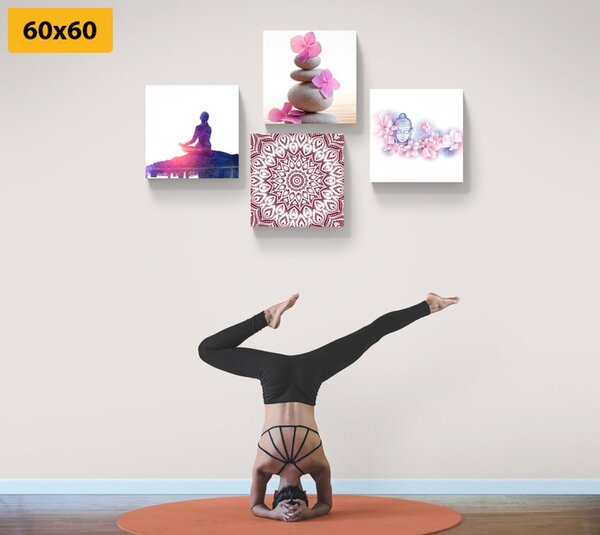 Zestaw obrazów Feng Shui w różu