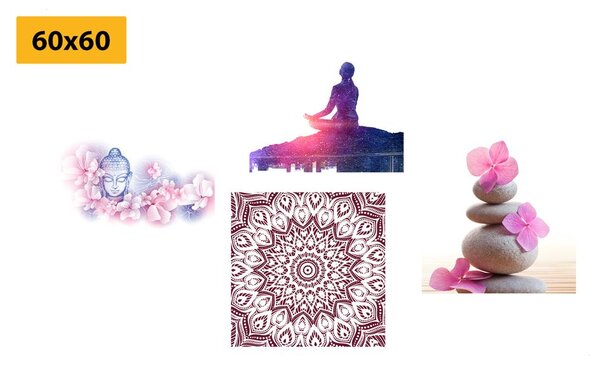 Zestaw obrazów Feng Shui w różu