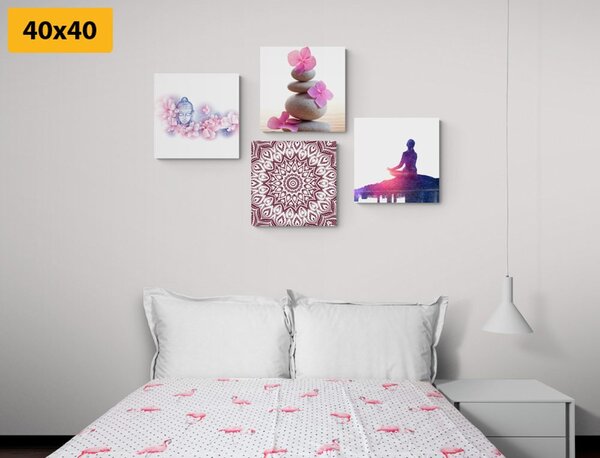 Zestaw obrazów Feng Shui w różu