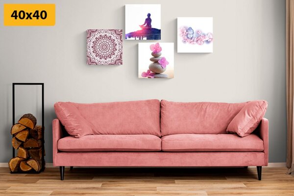 Zestaw obrazów Feng Shui w różu
