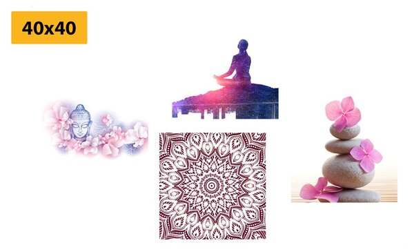 Zestaw obrazów Feng Shui w różu