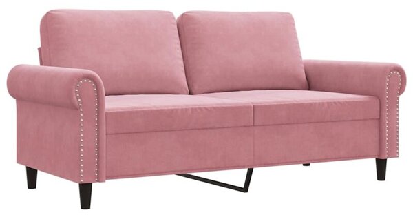 Sofa 2-osobowa, rÃ³Å¼owy, 140 cm, tapicerowana aksamitem