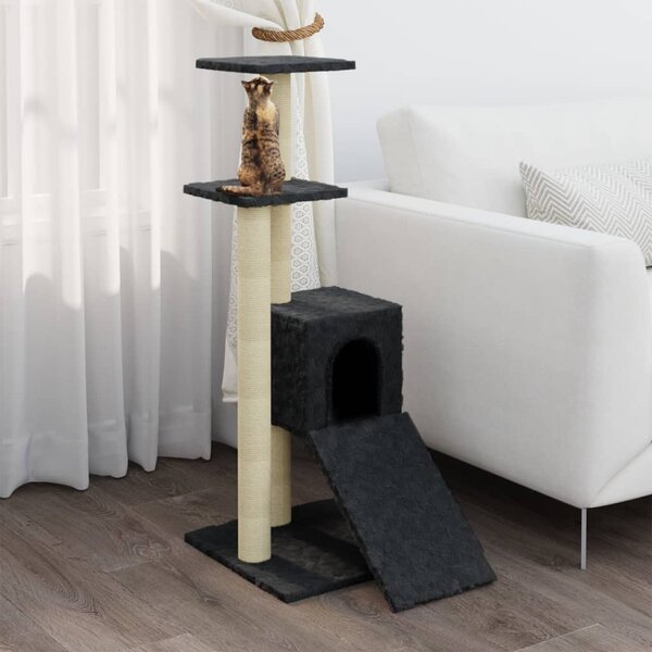 Drapak dla kota z sizalowymi słupkami, ciemnoszary, 92 cm