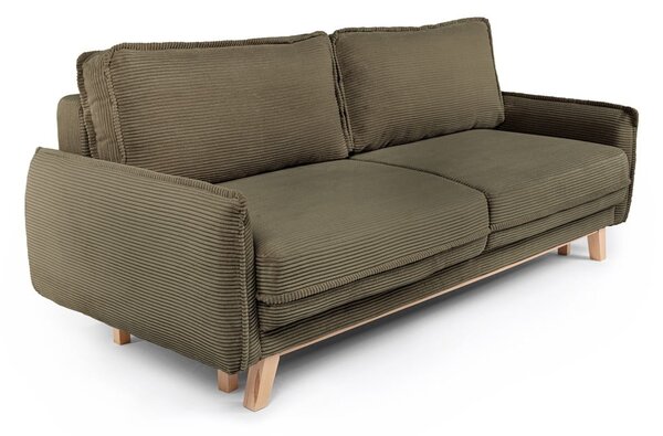 Zielona sztruksowa rozkładana sofa 218 cm Tori – Bonami Selection