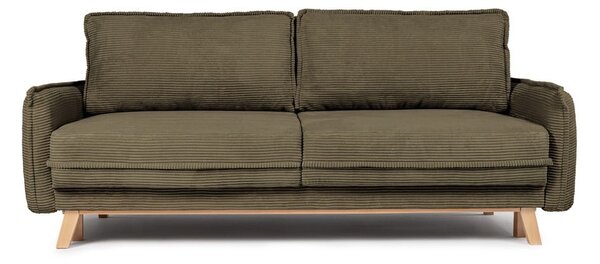 Zielona sztruksowa rozkładana sofa 218 cm Tori – Bonami Selection