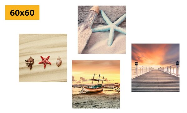 Zestaw obrazów klejnoty morza i plaży