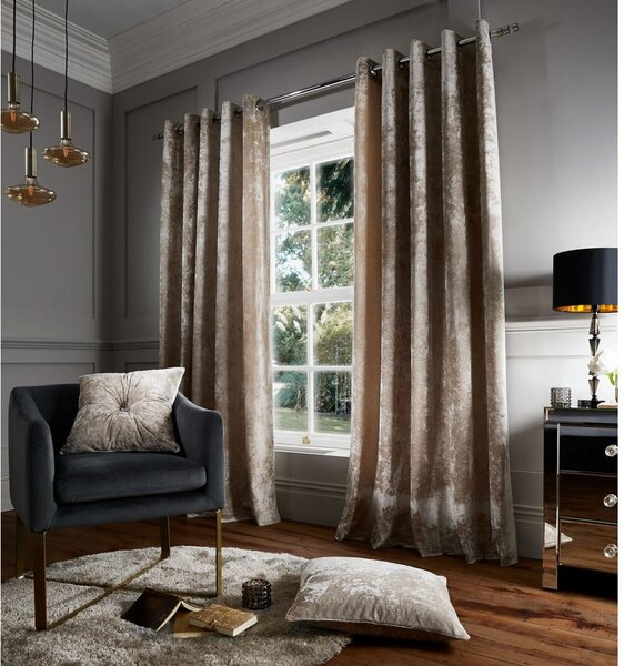 Beżowe zasłony zestaw 2 szt. 168x183 cm Crushed Velvet – Catherine Lansfield