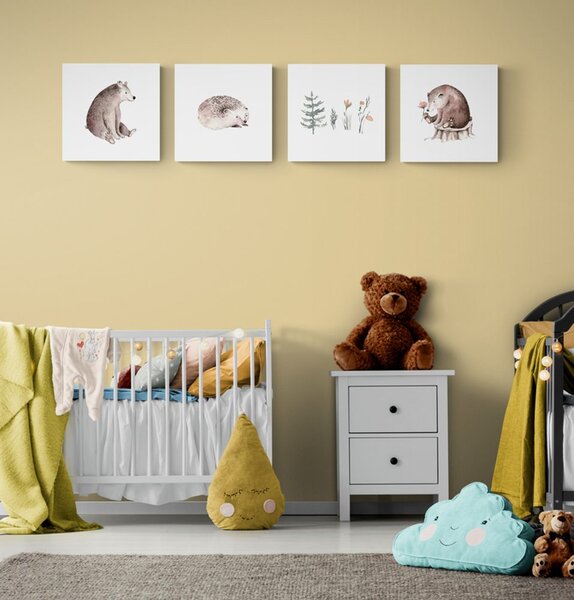Zestaw obrazów zwierzęta leśne w stylu minimalistycznym