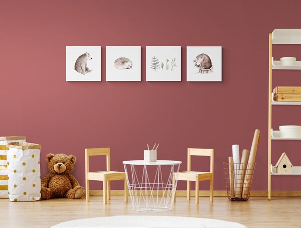 Zestaw obrazów zwierzęta leśne w stylu minimalistycznym