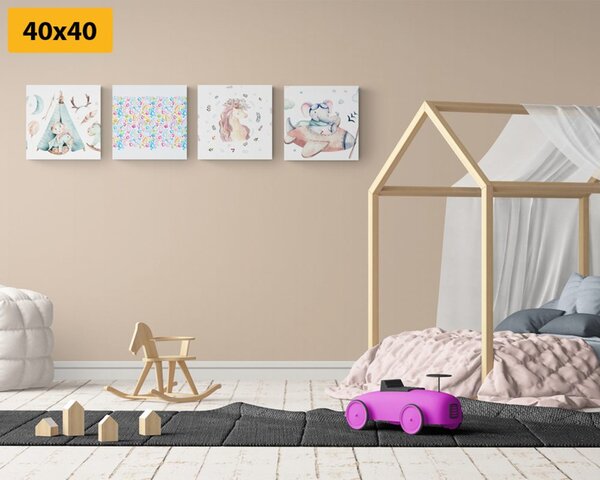 Zestaw obrazów dla dzieci w pastelowych kolorach