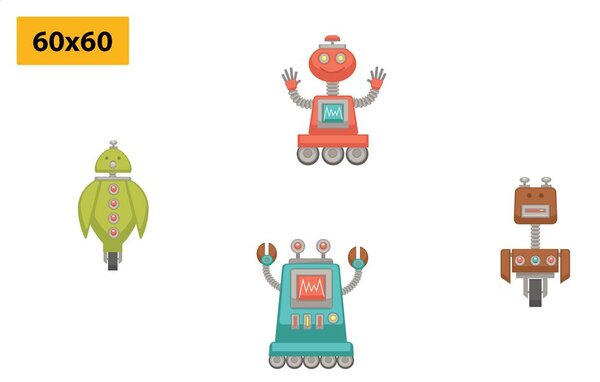 Zestaw obrazów grupa robotów