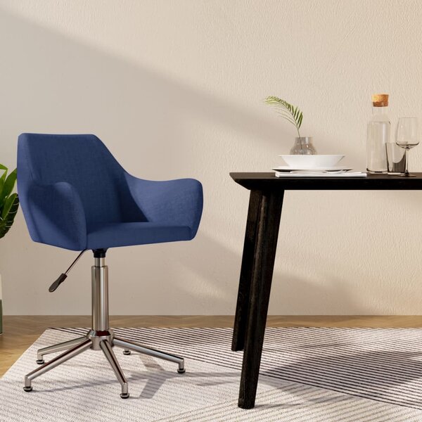 Obrotowe krzesło stołowe, niebieskie, obite tkaniną