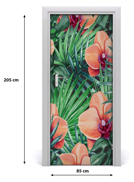 Okleina samoprzylepna na drzwi Orchidea i palmy