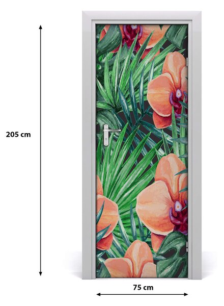Okleina samoprzylepna na drzwi Orchidea i palmy