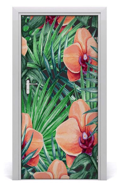 Okleina samoprzylepna na drzwi Orchidea i palmy