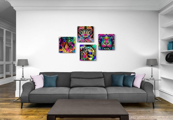 Zestaw obrazów zwierzęta w stylu pop art
