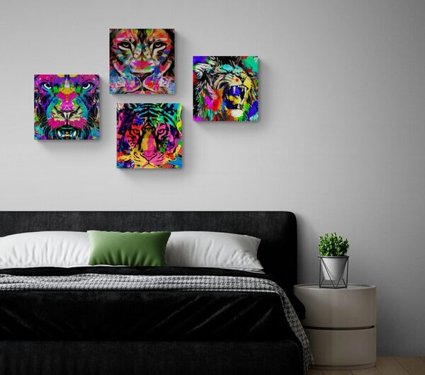 Zestaw obrazów zwierzęta w stylu pop art
