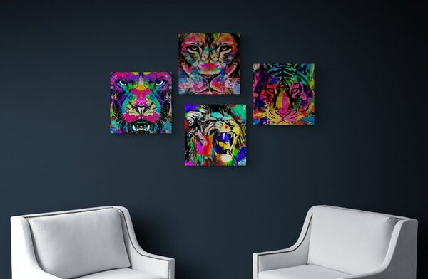 Zestaw obrazów zwierzęta w stylu pop art