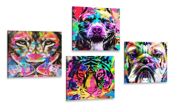 Zestaw obrazów w ciekawym stylu pop art