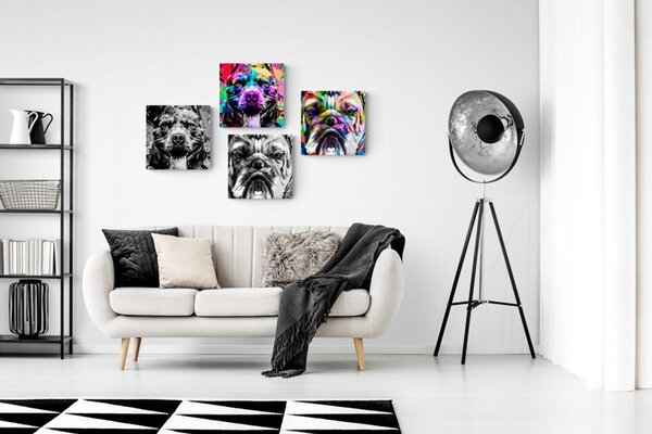 Zestaw obrazów psy w stylu pop art
