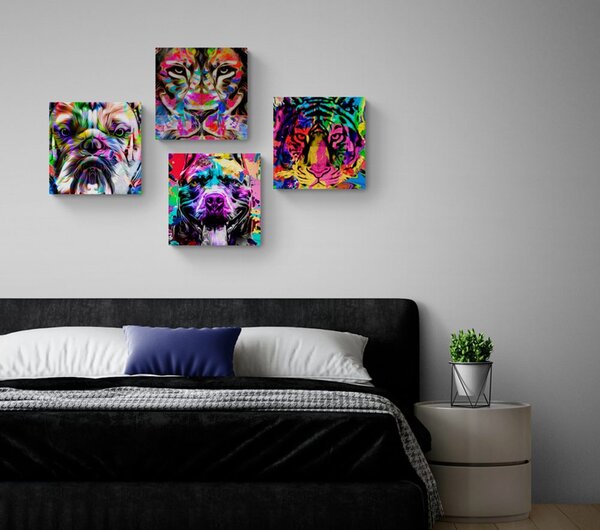 Zestaw obrazów w ciekawym stylu pop art