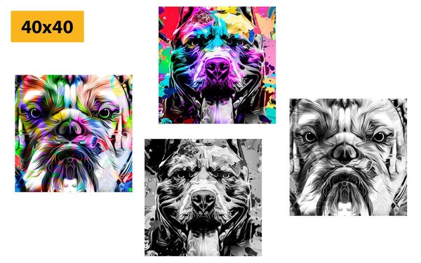 Zestaw obrazów psy w stylu pop art