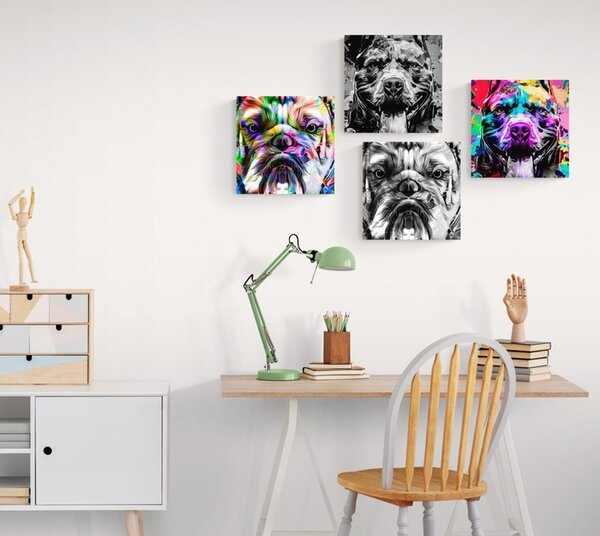 Zestaw obrazów psy w stylu pop art