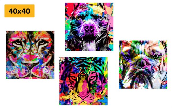 Zestaw obrazów w ciekawym stylu pop art