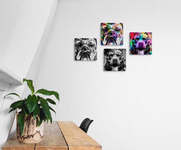 Zestaw obrazów psy w stylu pop art
