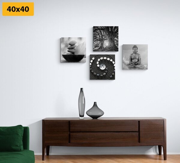 Zestaw obrazów Feng Shui w wersji czarno-białej