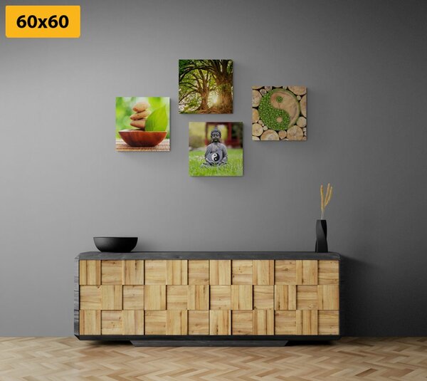 Zestaw obrazów Feng Shui w zielonej wersji