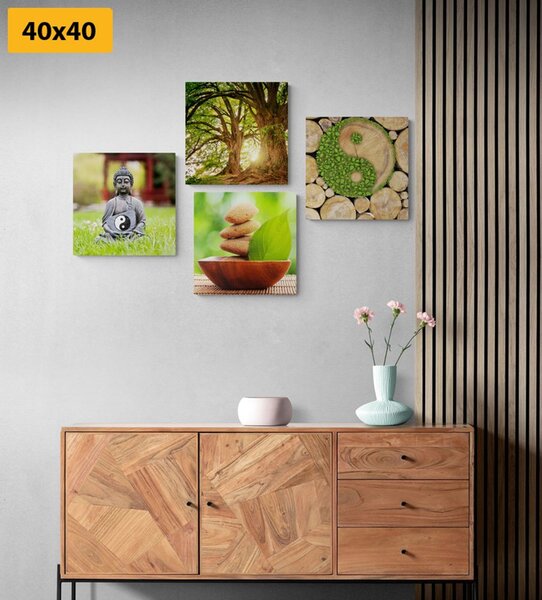 Zestaw obrazów Feng Shui w zielonej wersji