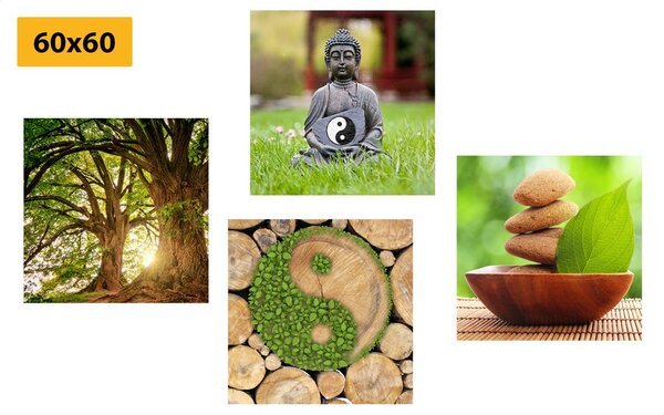 Zestaw obrazów Feng Shui w zielonej wersji