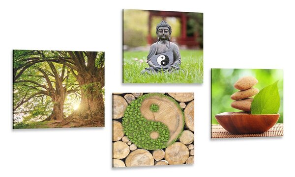 Zestaw obrazów Feng Shui w zielonej wersji