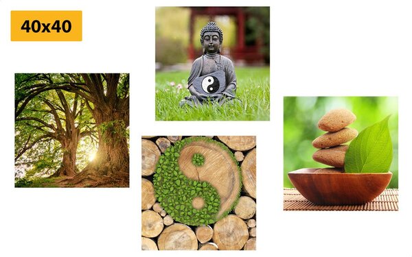 Zestaw obrazów Feng Shui w zielonej wersji