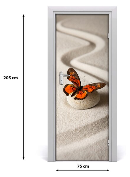 Naklejka samoprzylepna na drzwi Kamień zen i motyl