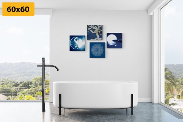 Zestaw obrazów Feng Shui w kolorze niebieskim