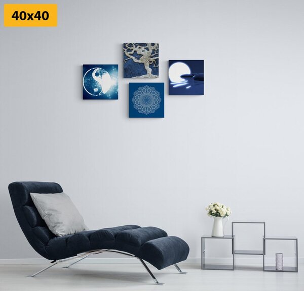Zestaw obrazów Feng Shui w kolorze niebieskim