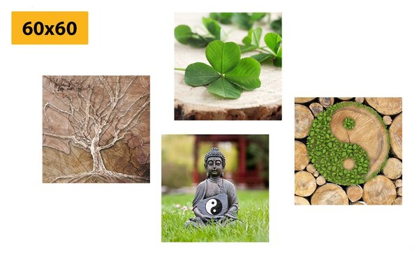 Zestaw obrazów Feng Shui z elementami przyrody