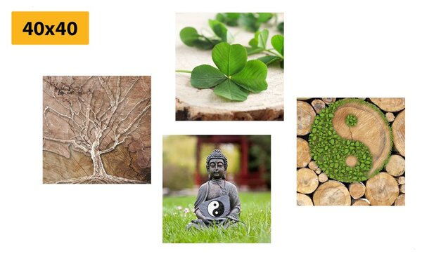 Zestaw obrazów Feng Shui z elementami przyrody