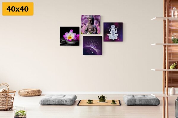 Zestaw obrazów Feng Shui w barwach fioletu
