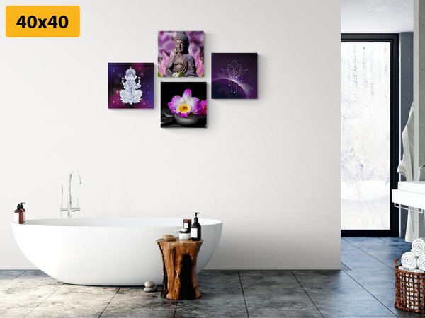 Zestaw obrazów Feng Shui w barwach fioletu
