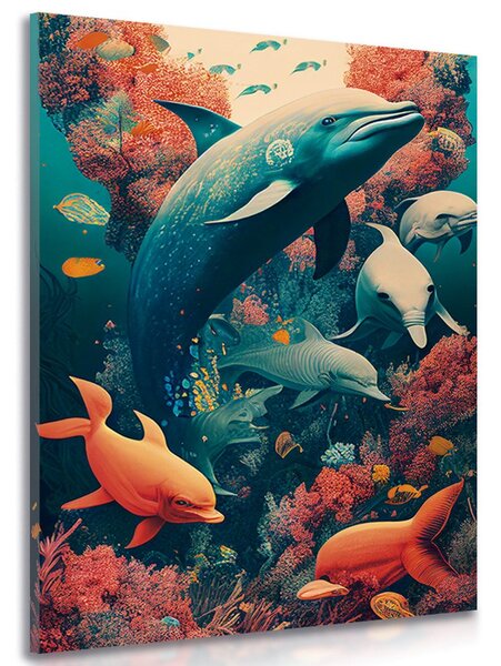 Obraz surrealistyczne delfiny