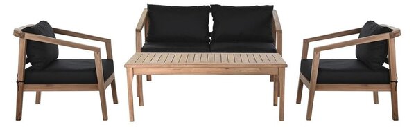 Emaga Zestaw Stół i 3 Krzesła DKD Home Decor Teczyna Czarny Brązowy Bawełna (130 x 75 x 75 cm)